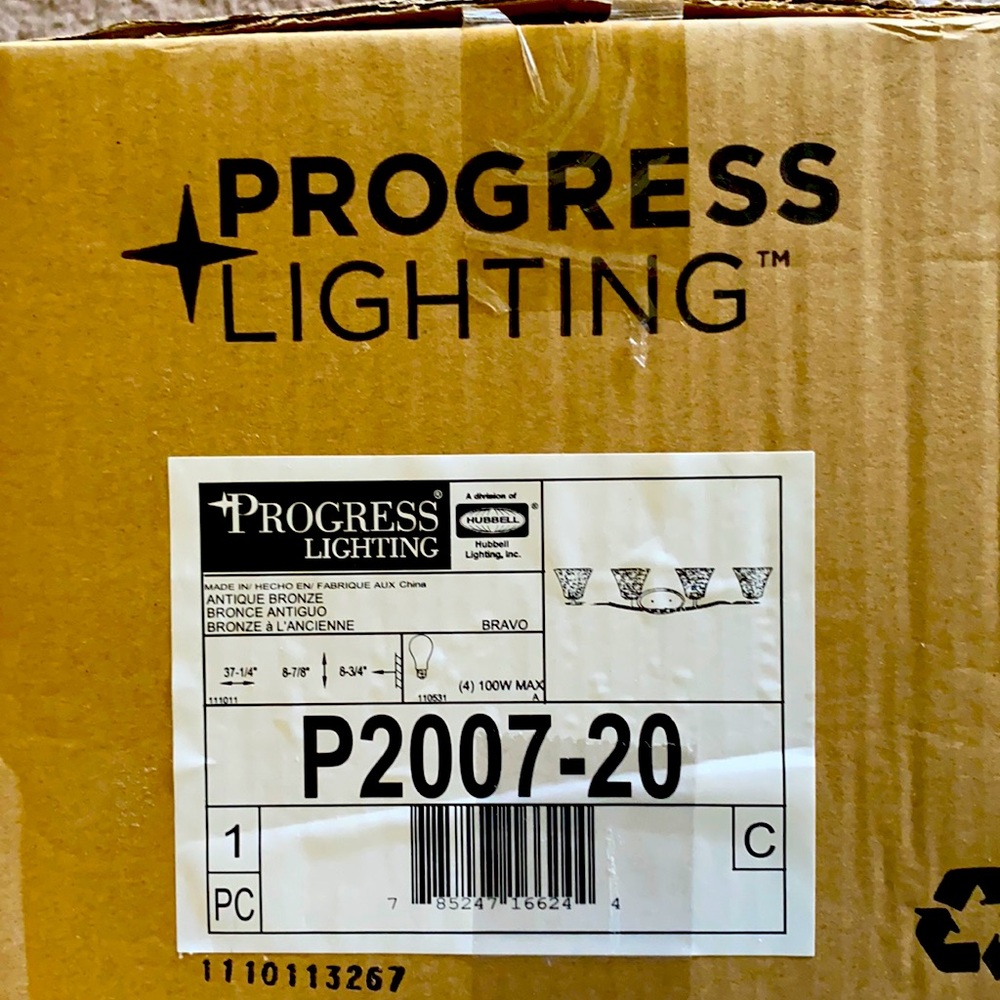 Light fixture color antique bronze. Box never open